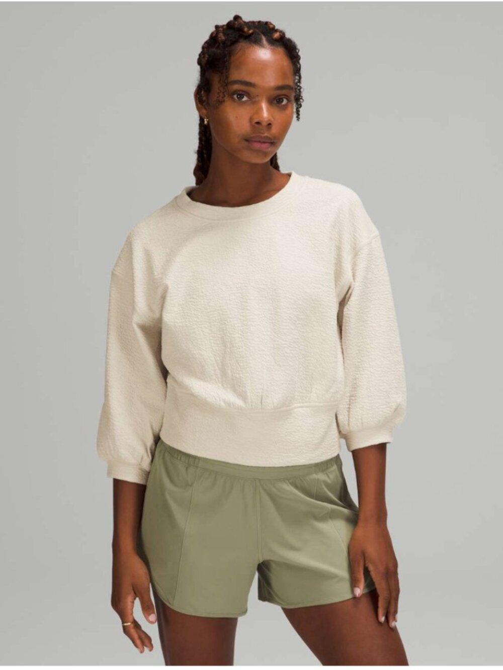 Lululemon Textured Crewneck Pullover White Opal Size 10